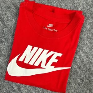 Nike Kids Size 7 University Red White Swoosh Graphic Tee Shirt NWT